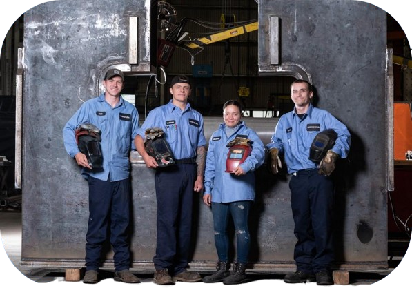 Team performing tank trailer inspection